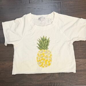 Wildfox Top Crop white with Yellow Pineapple Design